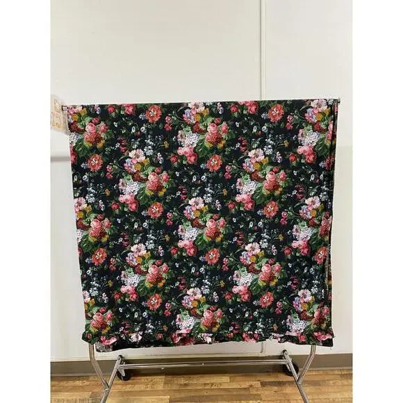 Ralph Lauren Floral & Black RARE Isadora Cossette King Ruffle Sheet 100” x 104” - Picture 4 of 8